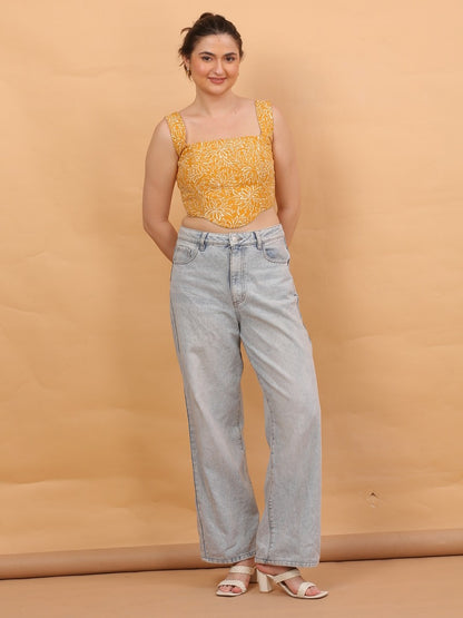 yellow co-ord crop top