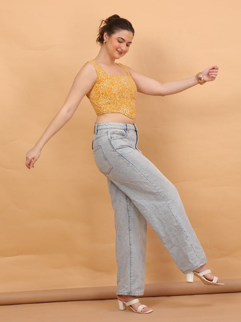 yellow co-ord crop top
