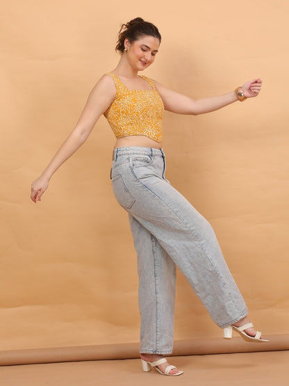 yellow co-ord crop top