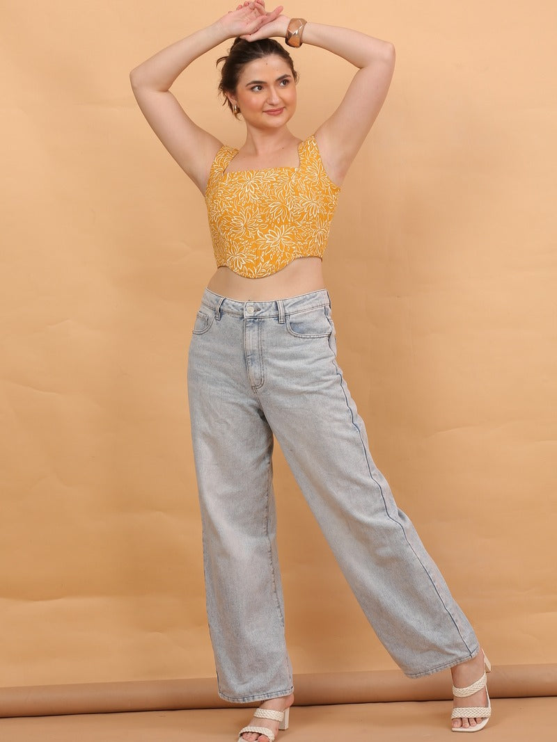 yellow co-ord crop top