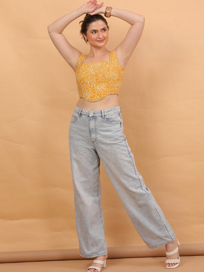 yellow co-ord crop top