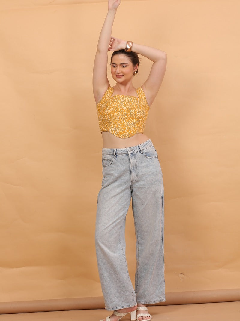 yellow co-ord crop top