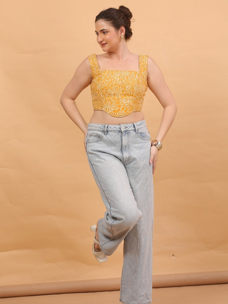 yellow co-ord crop top