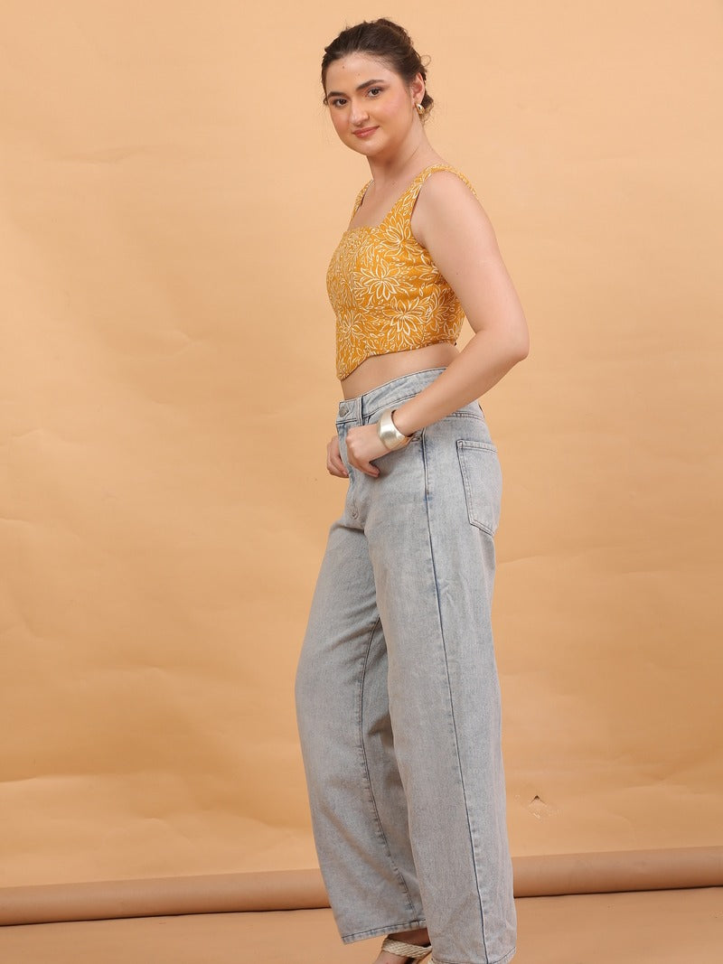 yellow co-ord crop top