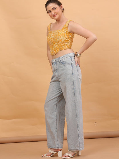 yellow co-ord crop top