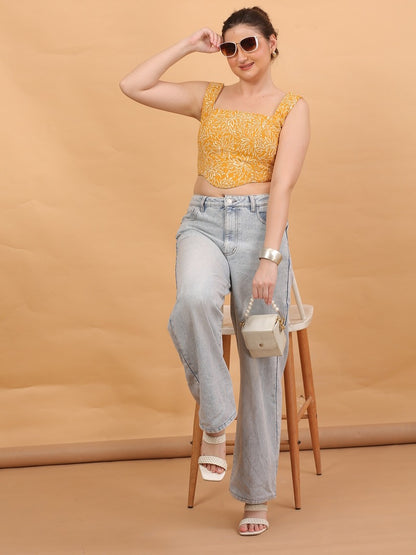 yellow co-ord crop top