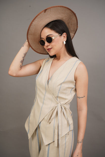 Linen Stripe Wrap Set