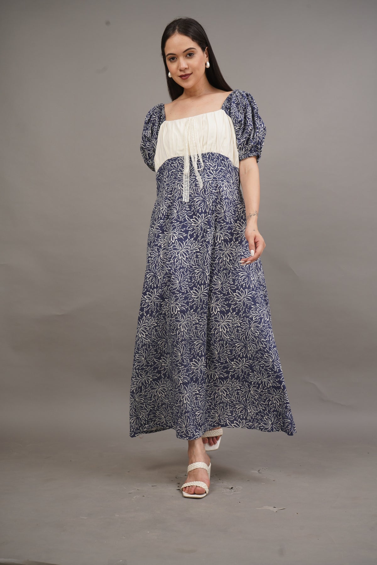 Indigo Petal Maxi Dress