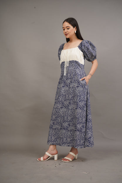 Indigo Petal Maxi Dress