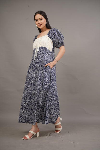 Indigo Petal Maxi Dress
