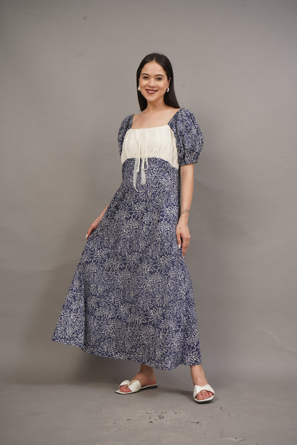 Indigo Petal Maxi Dress