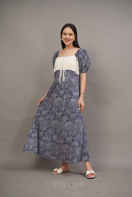 Indigo Petal Maxi Dress