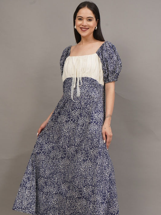 Indigo Petal Maxi Dress