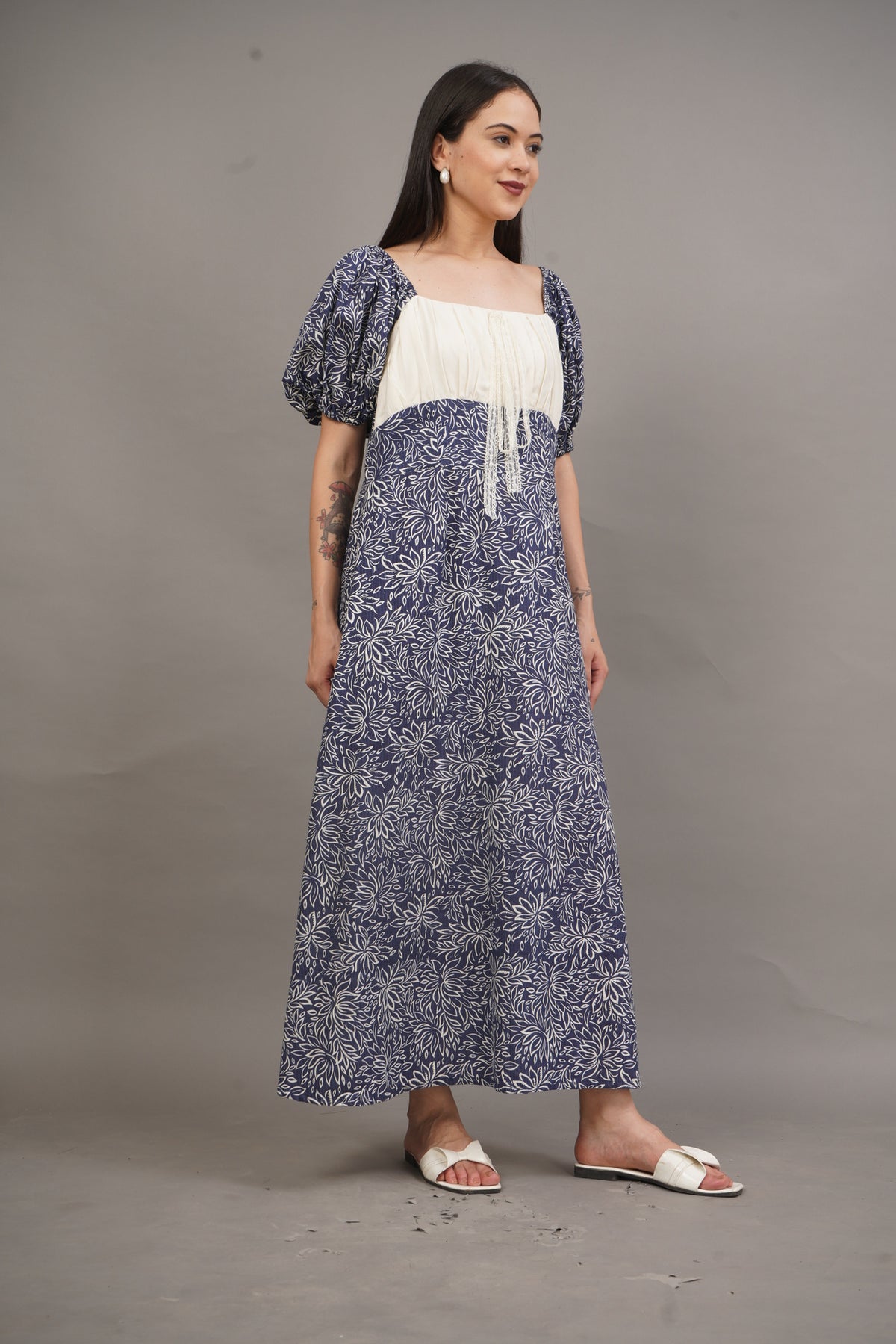 Indigo Petal Maxi Dress