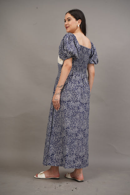 Indigo Petal Maxi Dress