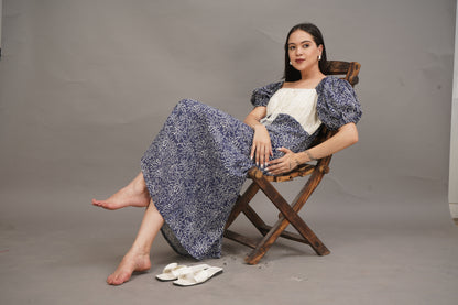 Indigo Petal Maxi Dress