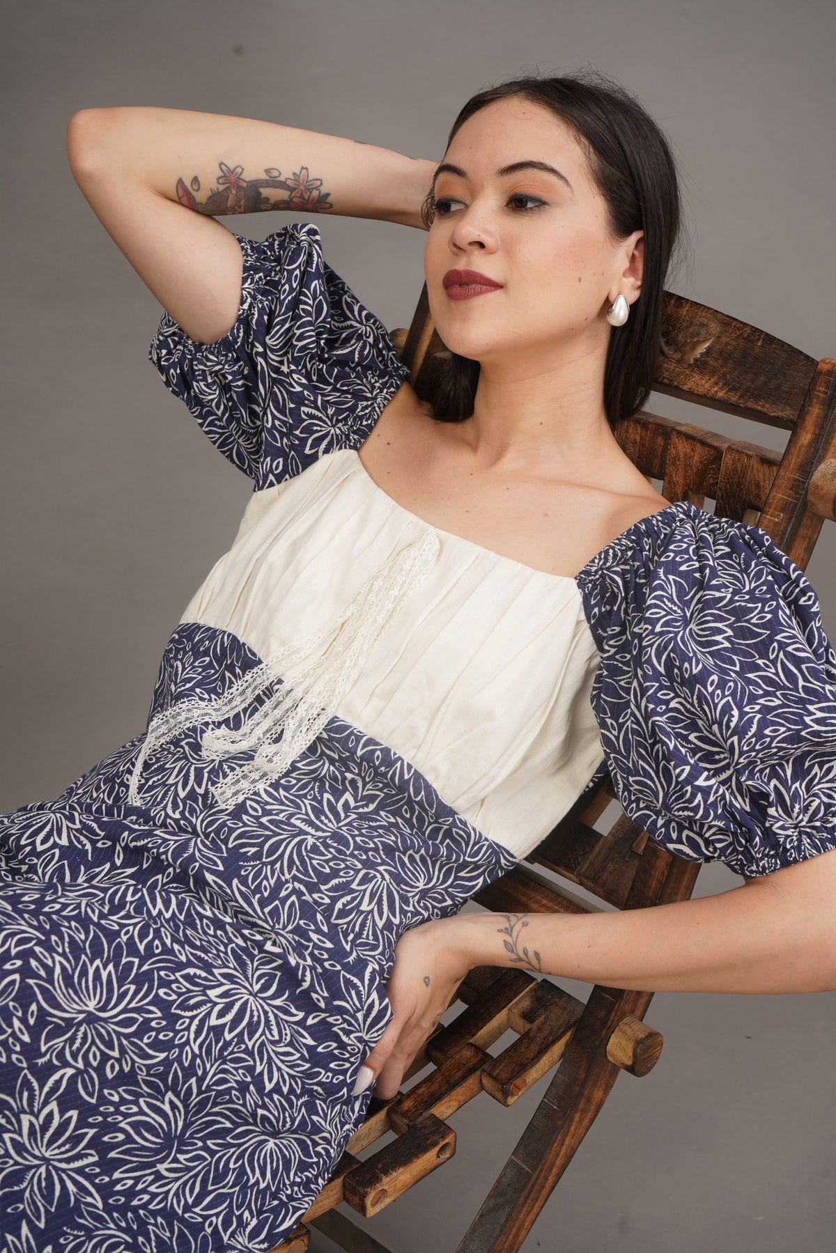 Indigo Petal Maxi Dress