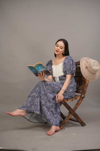 Indigo Petal Maxi Dress