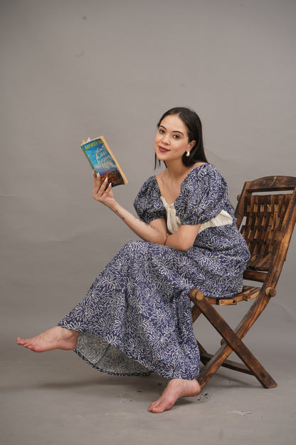 Indigo Petal Maxi Dress