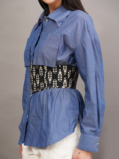 Corset Denim Peplum Top
