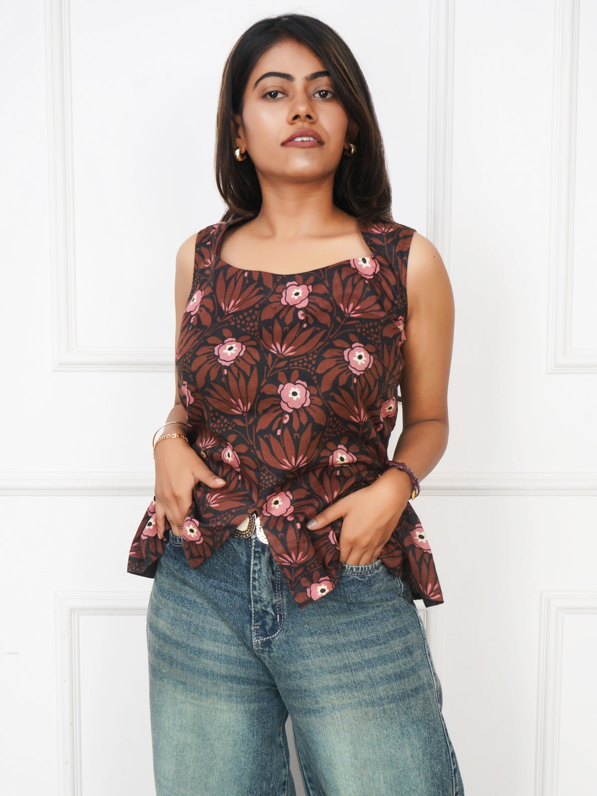 Cocoa Bloom Peplum Top