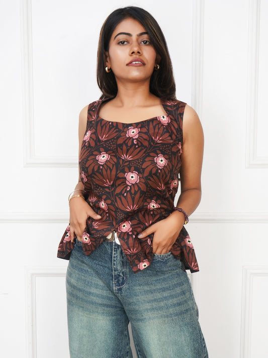 Cocoa Bloom Peplum Top