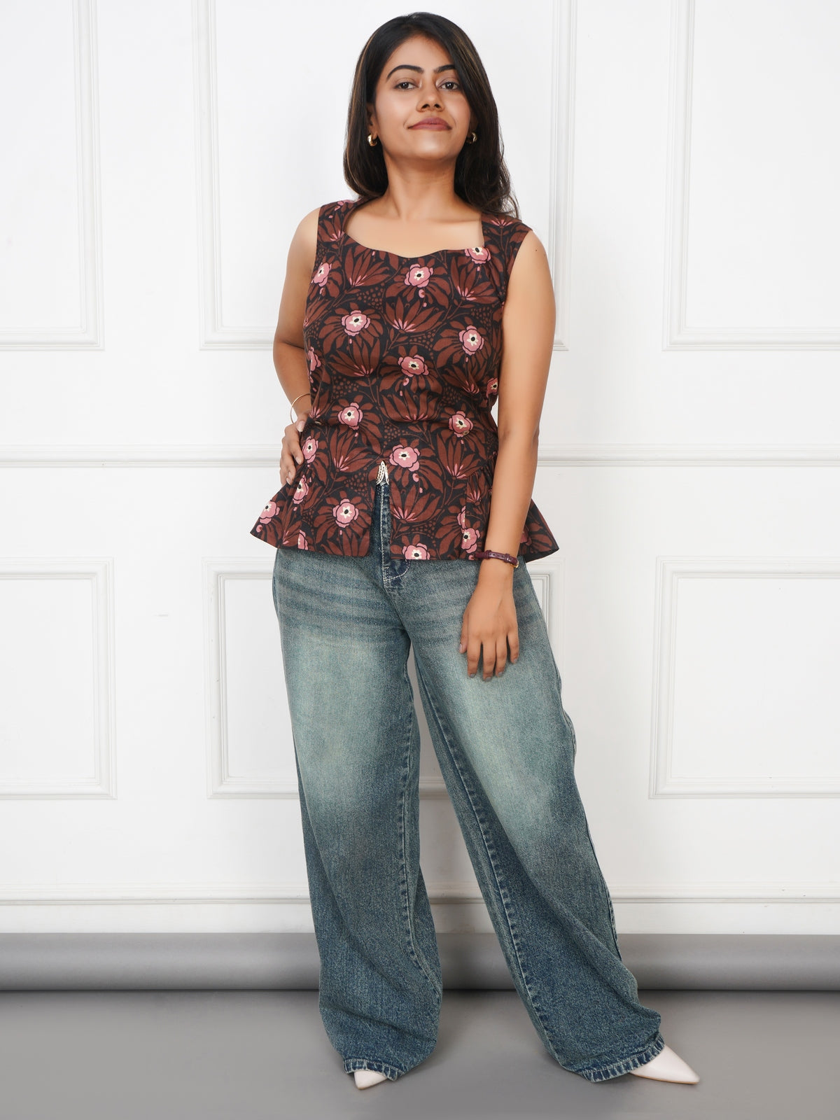 Cocoa Bloom Peplum Top