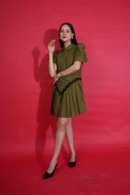 Olive Zip Shirt Dress