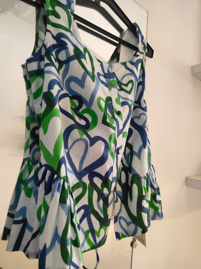 Blue Heart Peplum Top