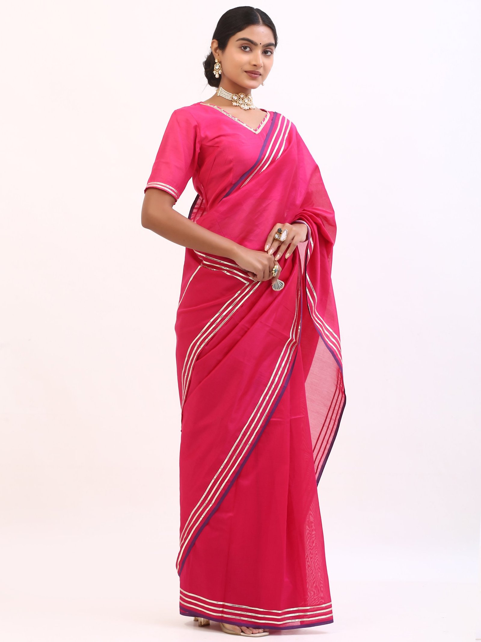 Gulabi Gota Drape Saree