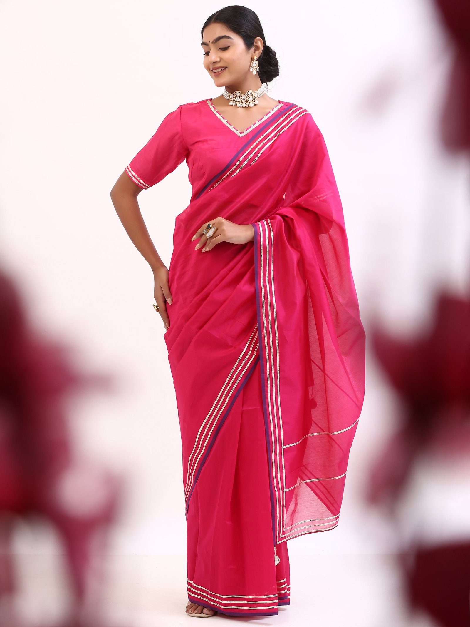 Gulabi Gota Drape Saree