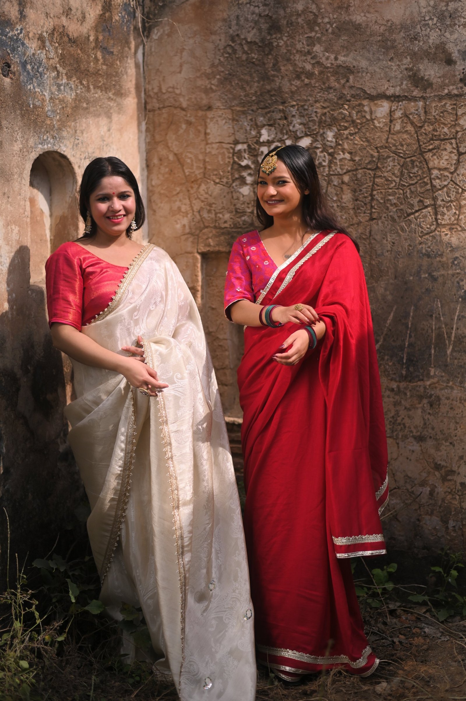 Ivory Temple Tissue Saree