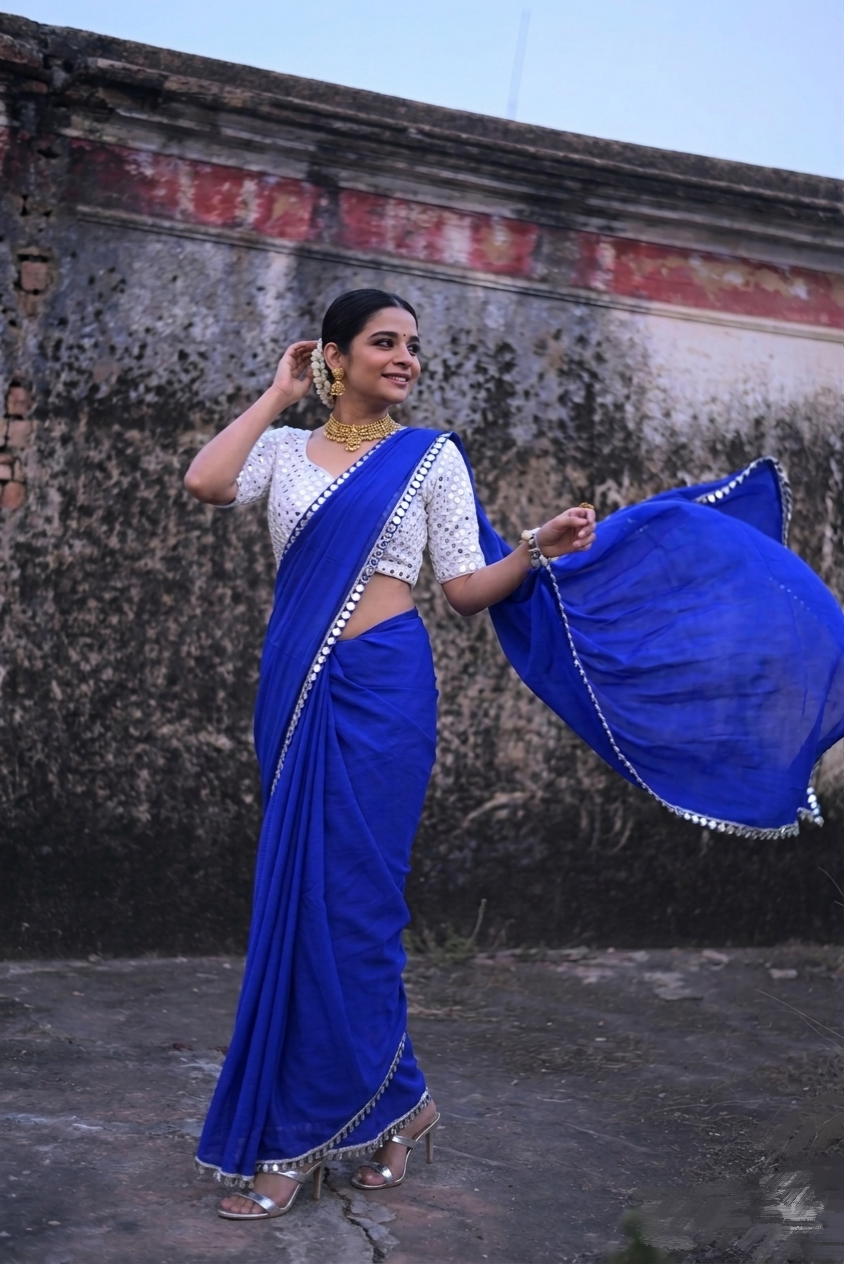 Neel Mirror Chiffon Saree