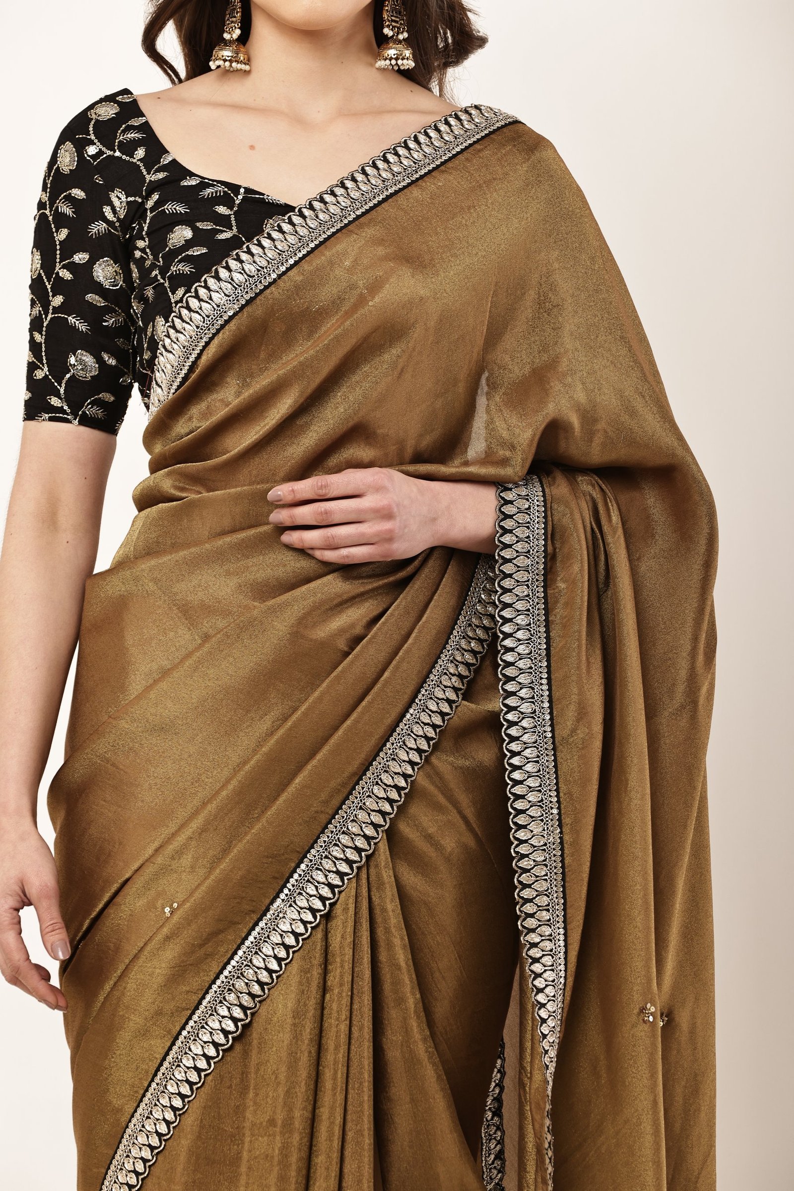 Olive Zari Tissue Saree