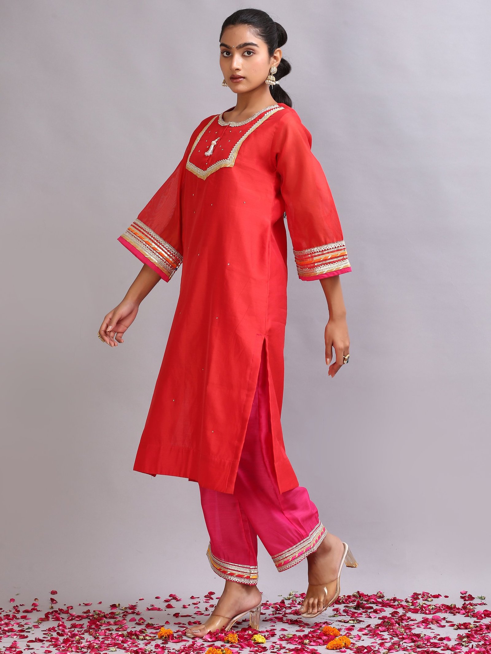 Scarlet Chanderi Kurta Set